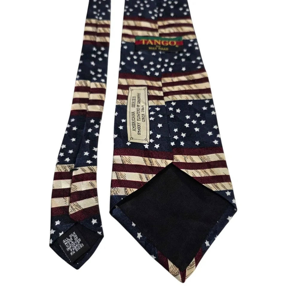 TANGO by MAX RAAB Americana Starry Flowers of Liberty Silk Necktie Red‎ Blue USA
